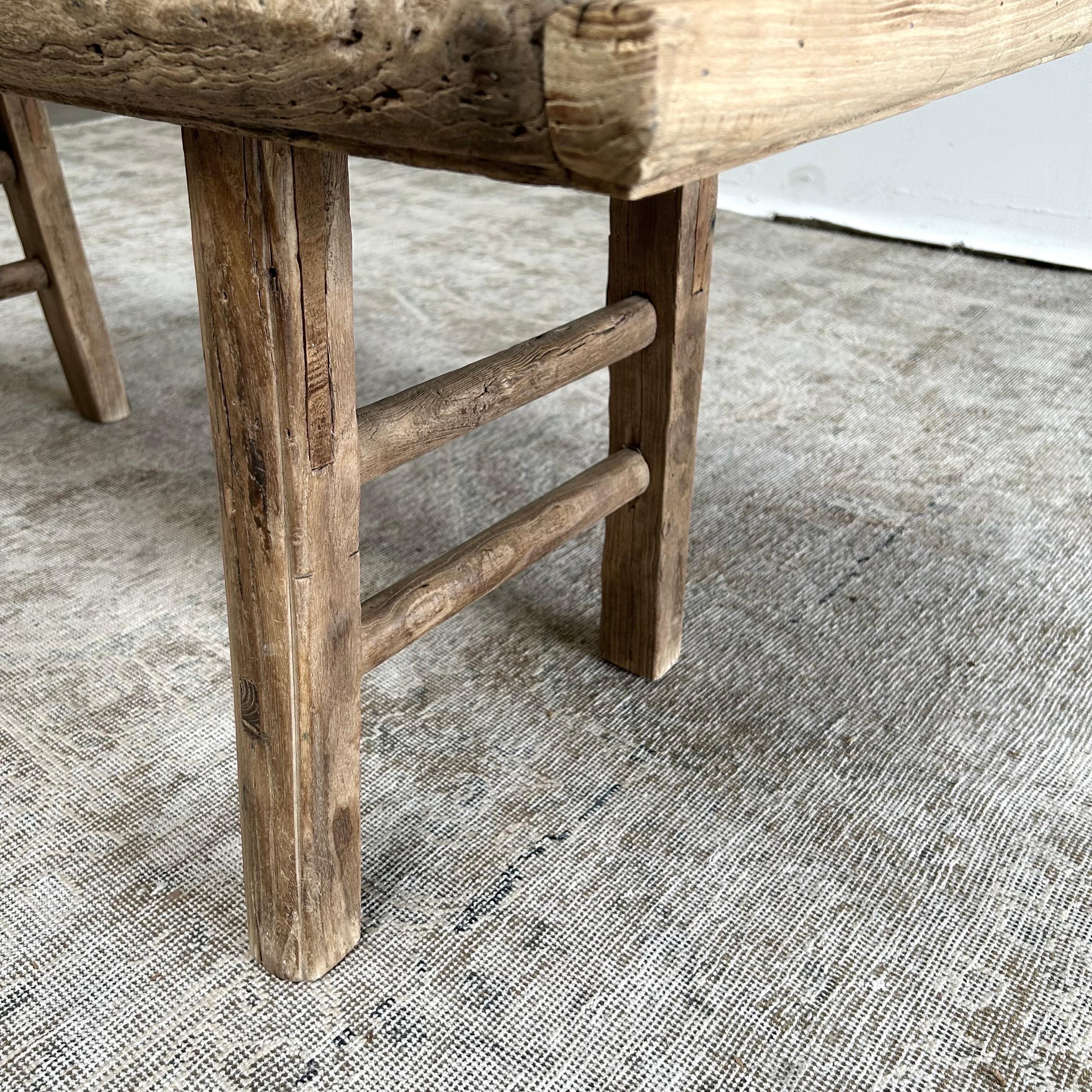 Table basse ou banc en bois d'orme antique 10