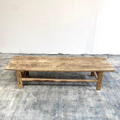 Antique Elm Wood Coffee Table Original Patina