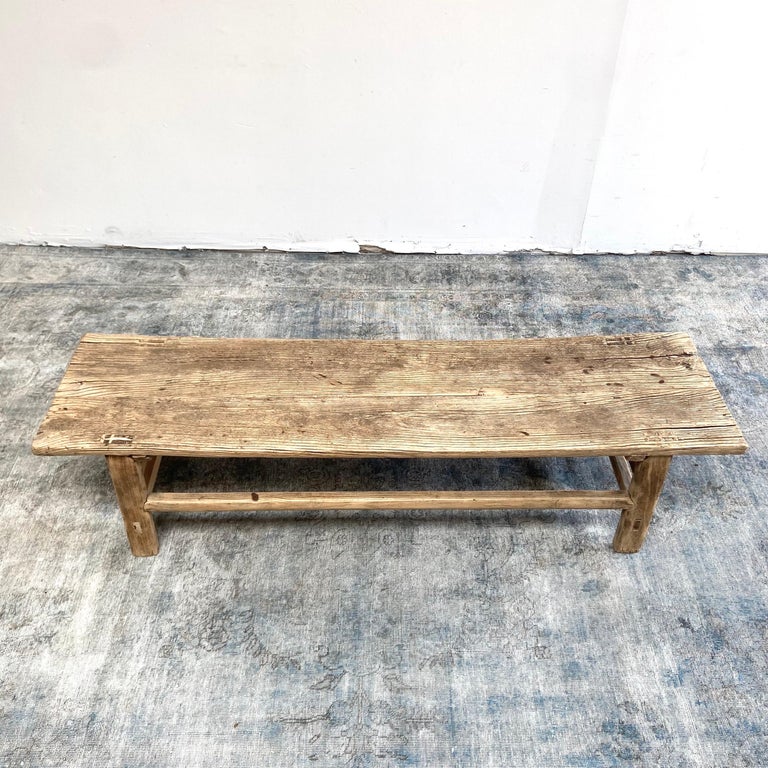 Antique Elm Wood Coffee Table Original Patina For Sale at 1stDibs