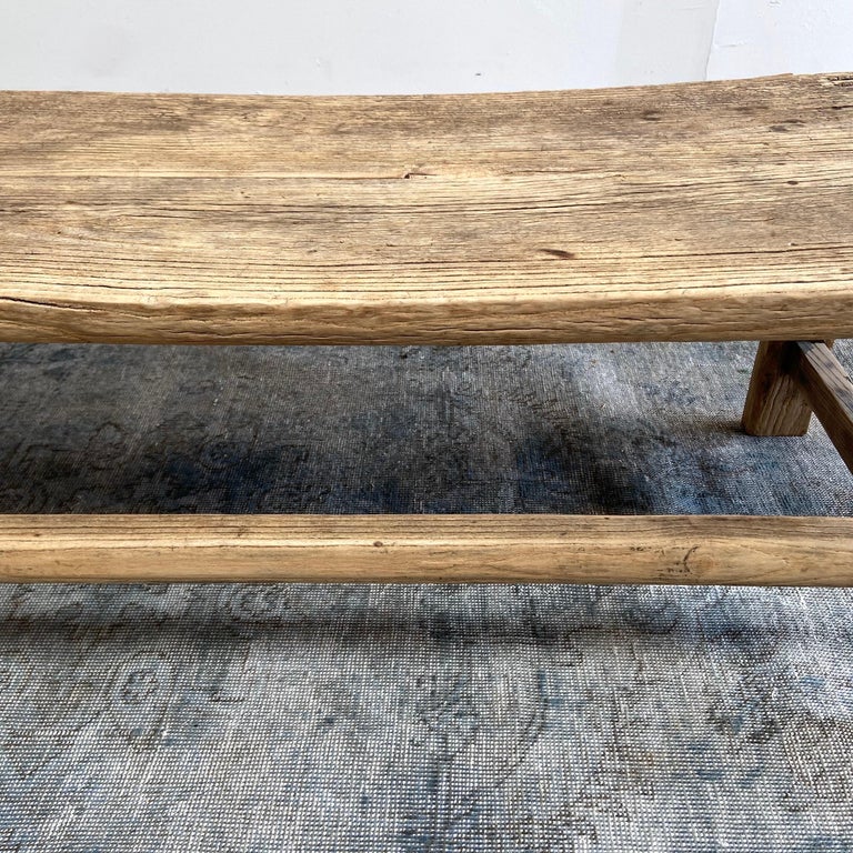 Antique Elm Wood Coffee Table Original Patina For Sale at 1stDibs