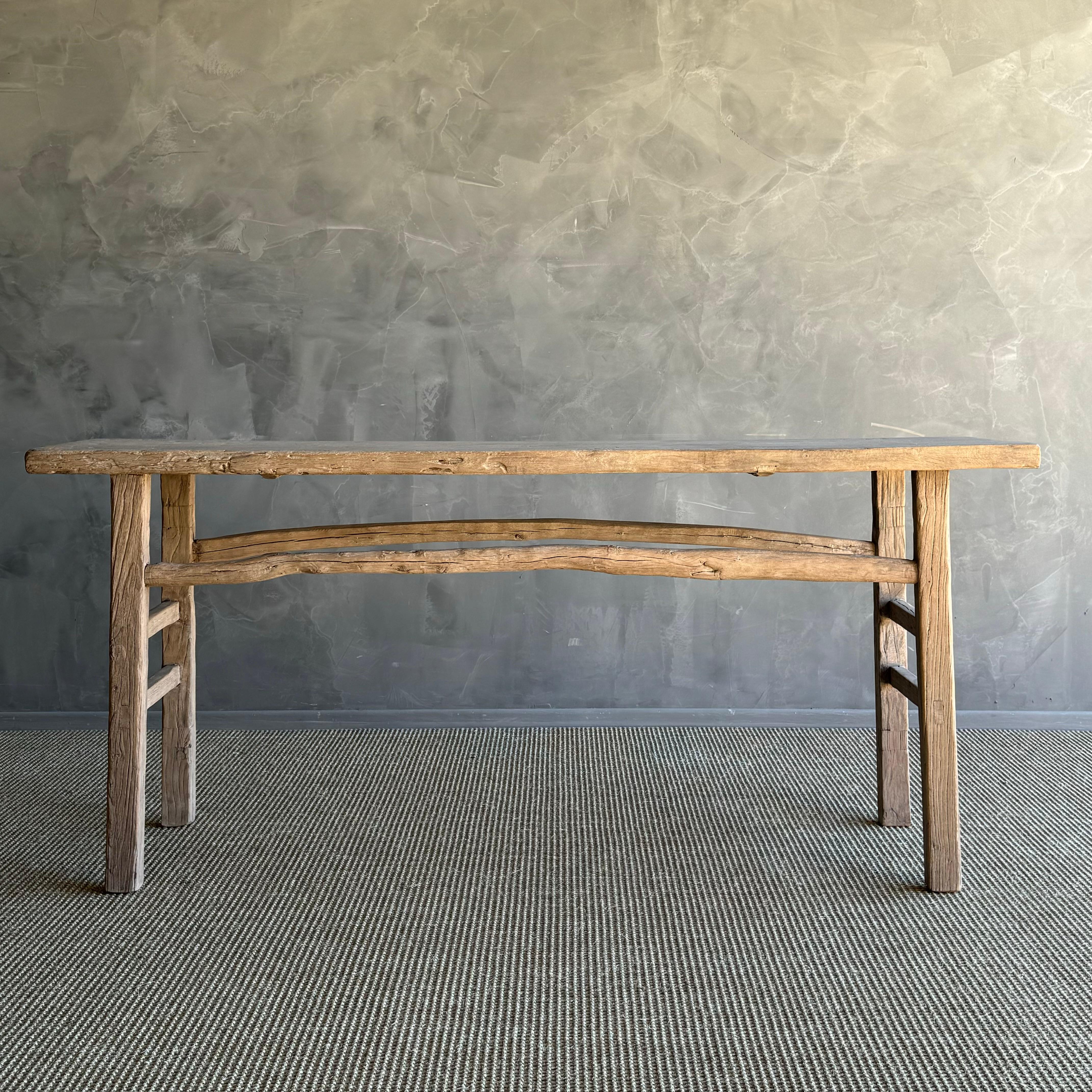 Organic Modern Antique Elm Wood Console Table 73