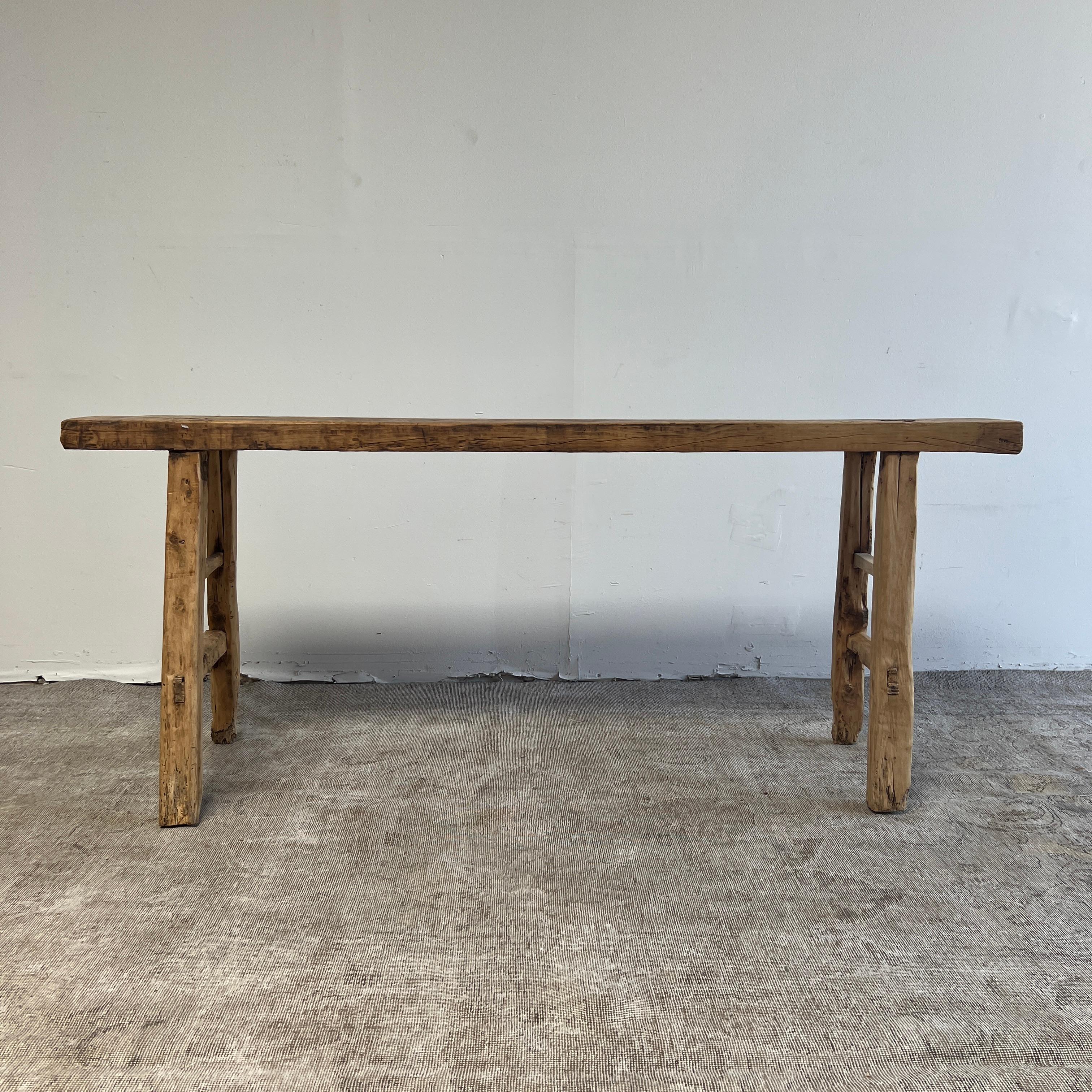 Antique Elm Wood Console Table at 1stDibs