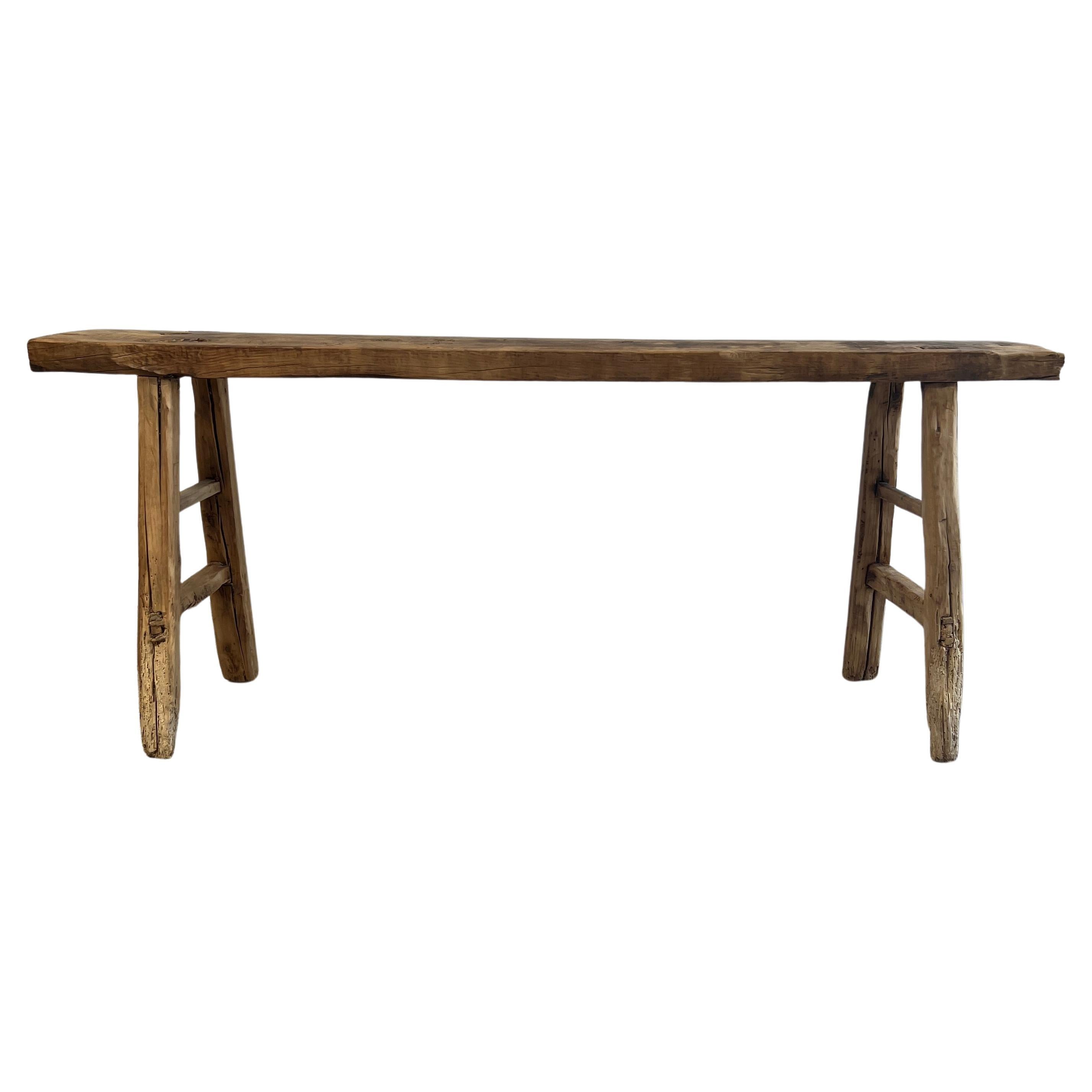 Antique French Distressed Wood Console Table at 1stDibs