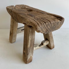 Antiker Mini-Hocker aus Ulmenholz