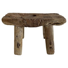 Antiker Mini-Hocker aus Ulmenholz