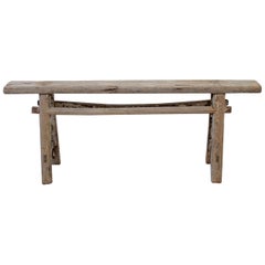 Antique Elmwood Narrow Bench