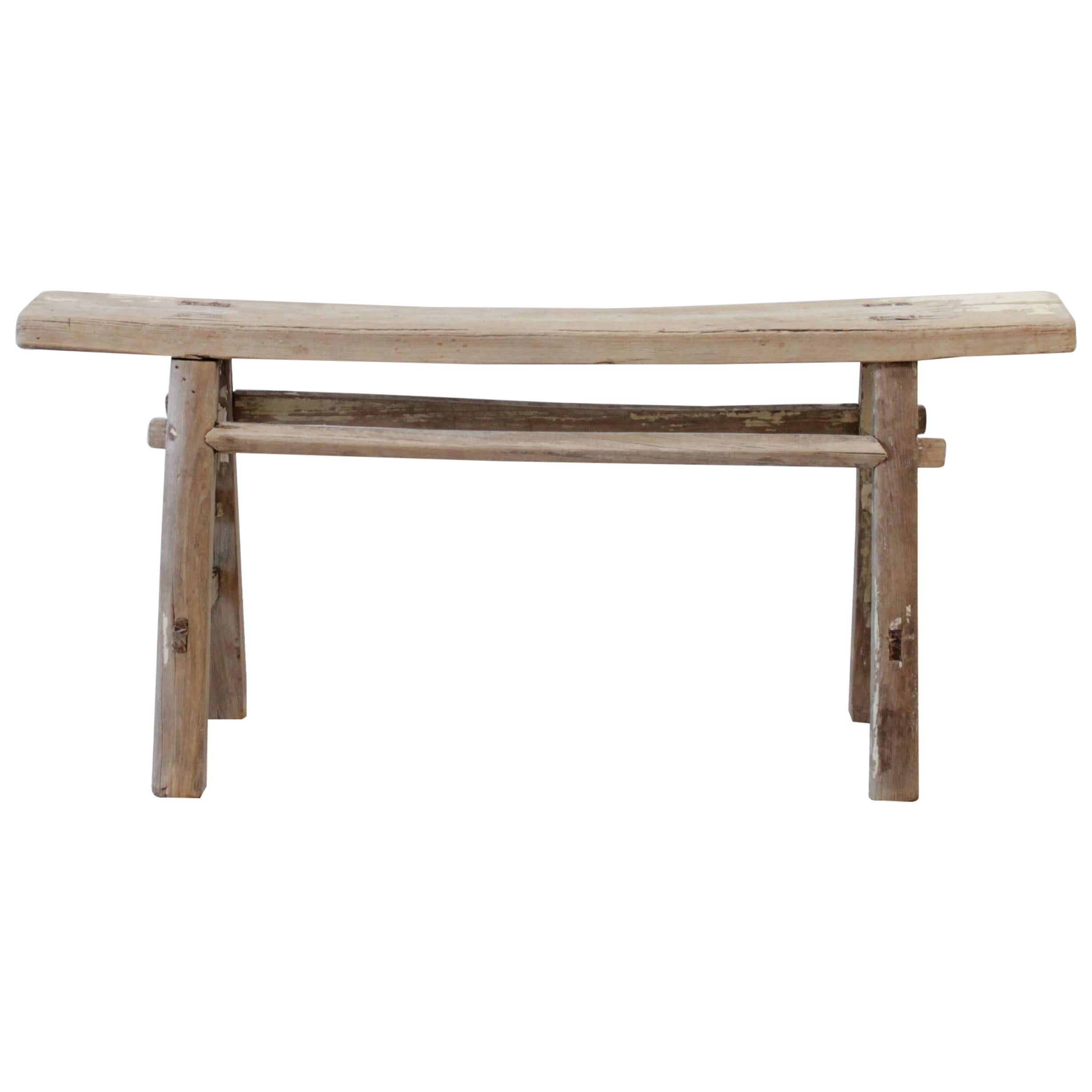 Antique Elmwood Narrow Bench at 1stDibs