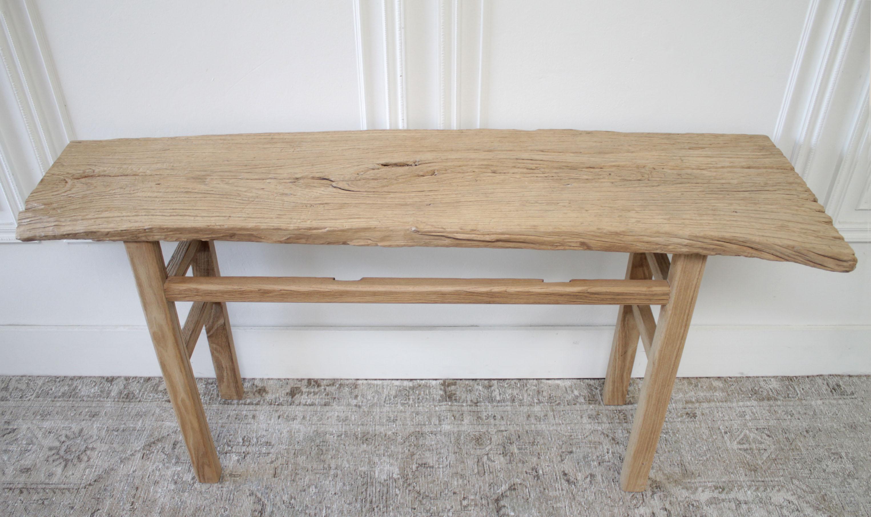 elm wood console table