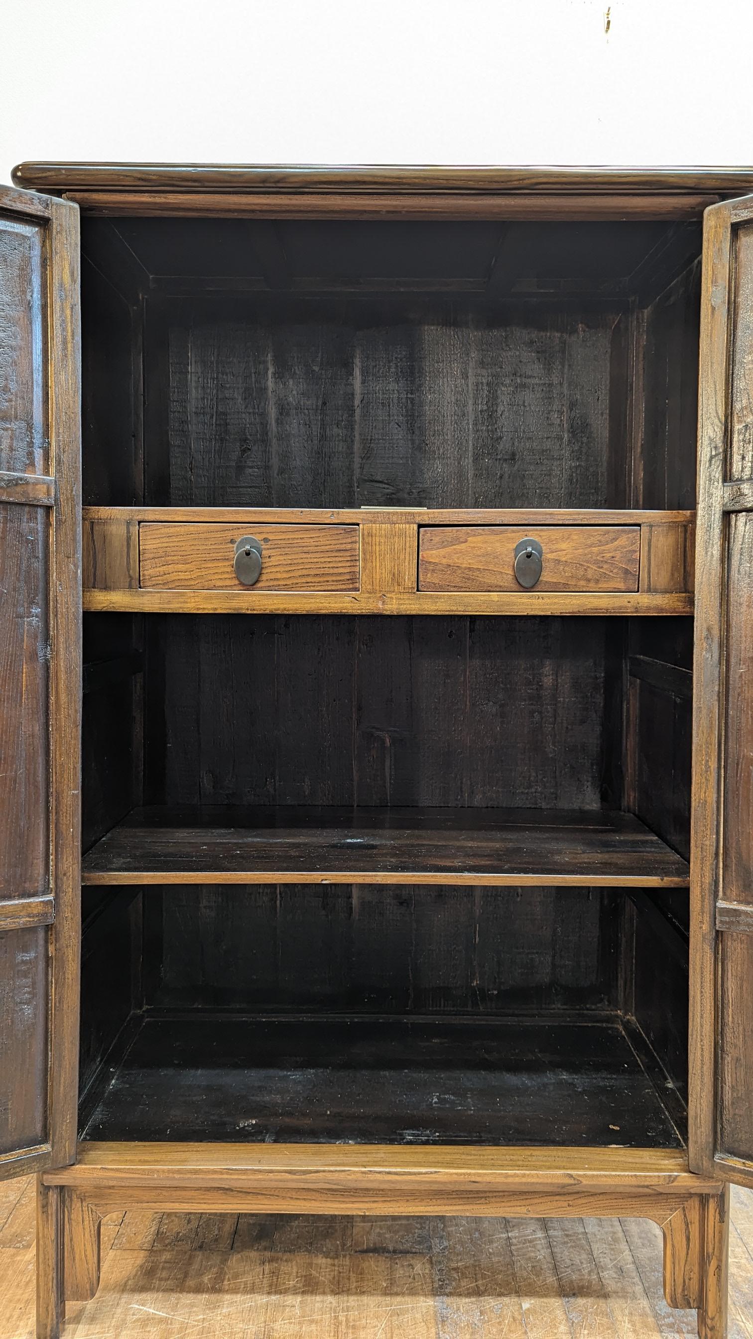 Antique Elm Wood Round Corner Cabinet For Sale 4