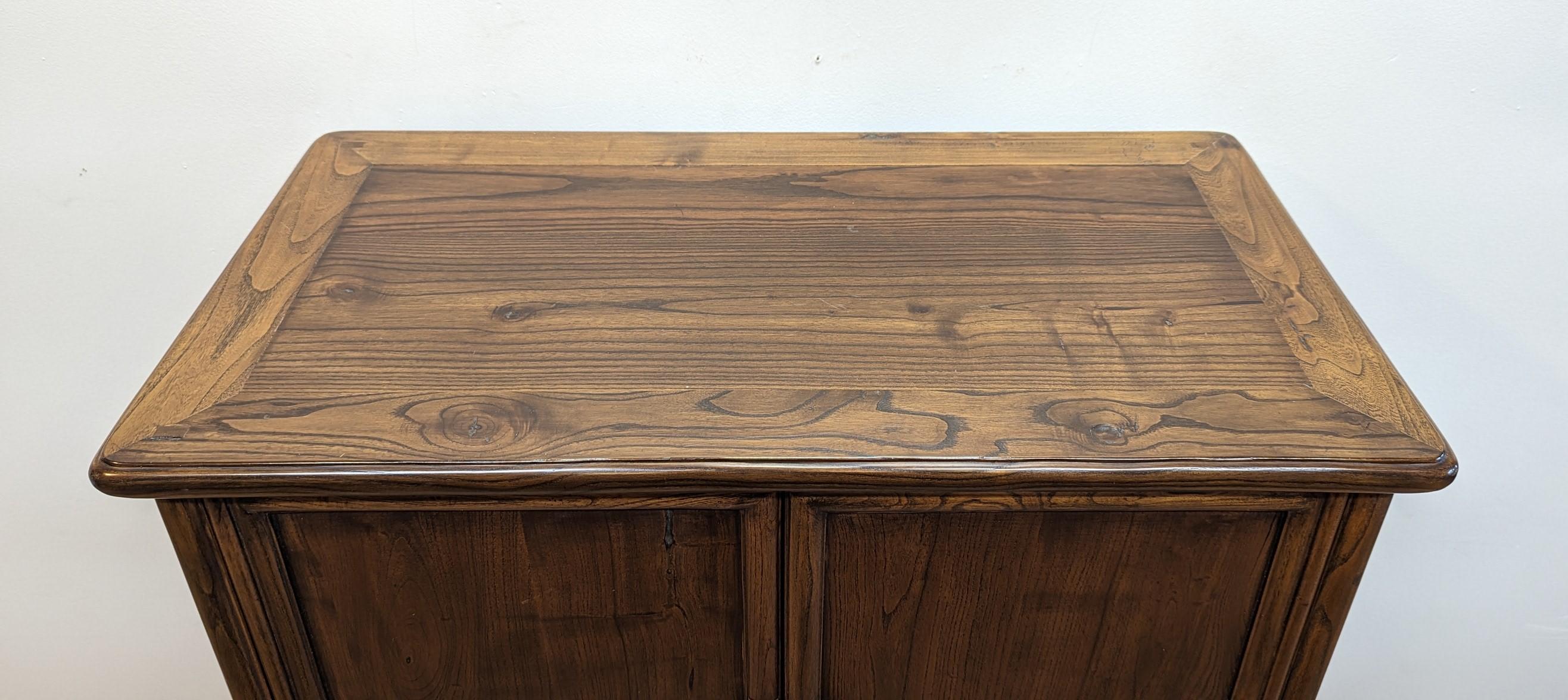 Qing Antique Elm Wood Round Corner Cabinet For Sale