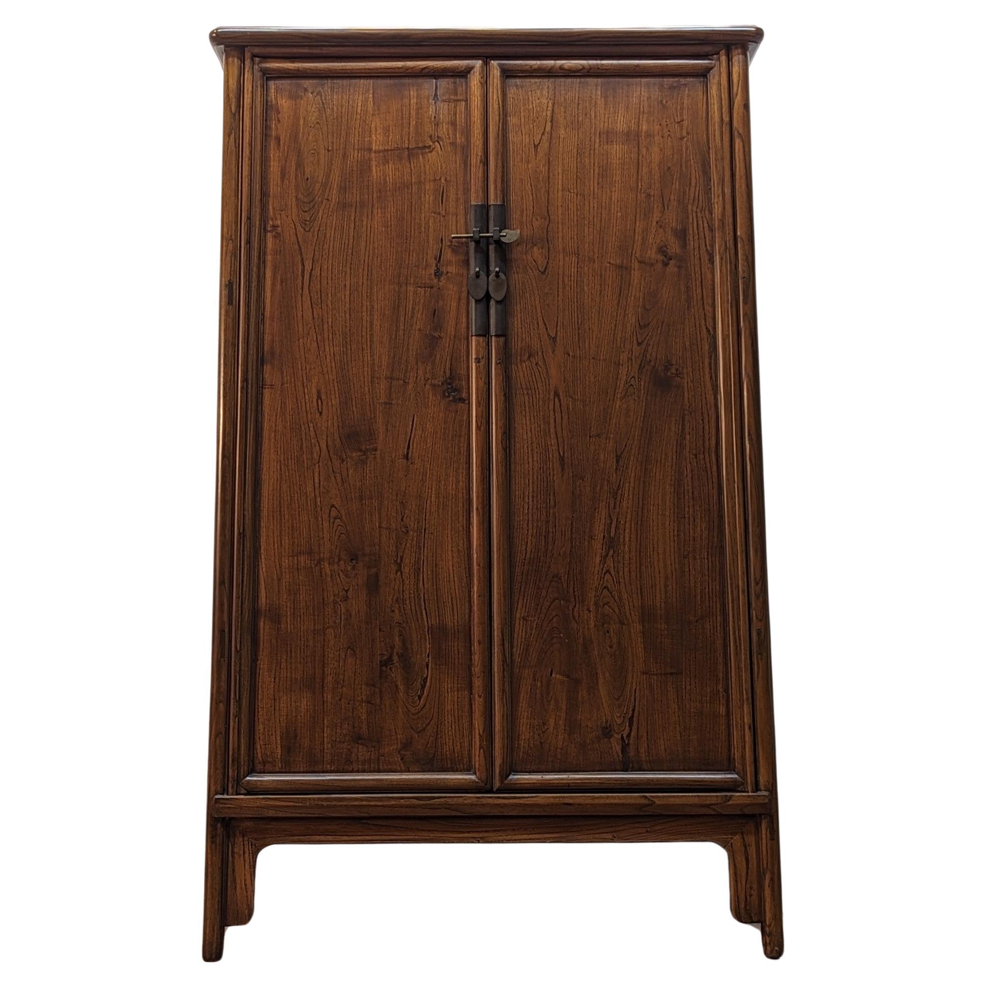 Antique Elm Wood Round Corner Cabinet For Sale