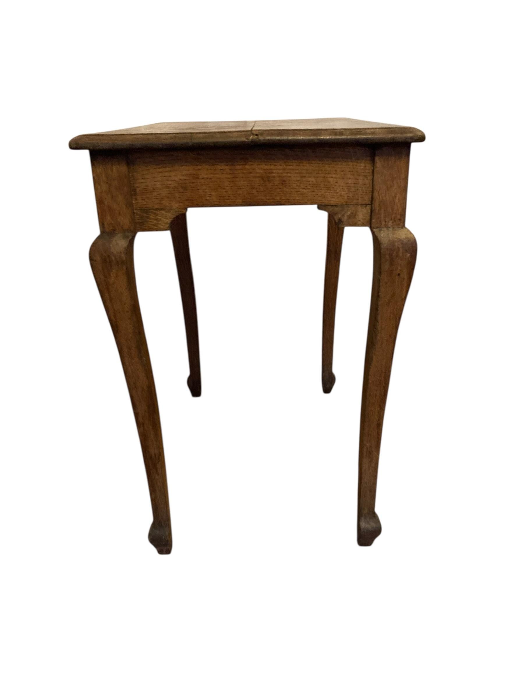 European Antique Elm Wood Side or Occassional table early 1900's For Sale