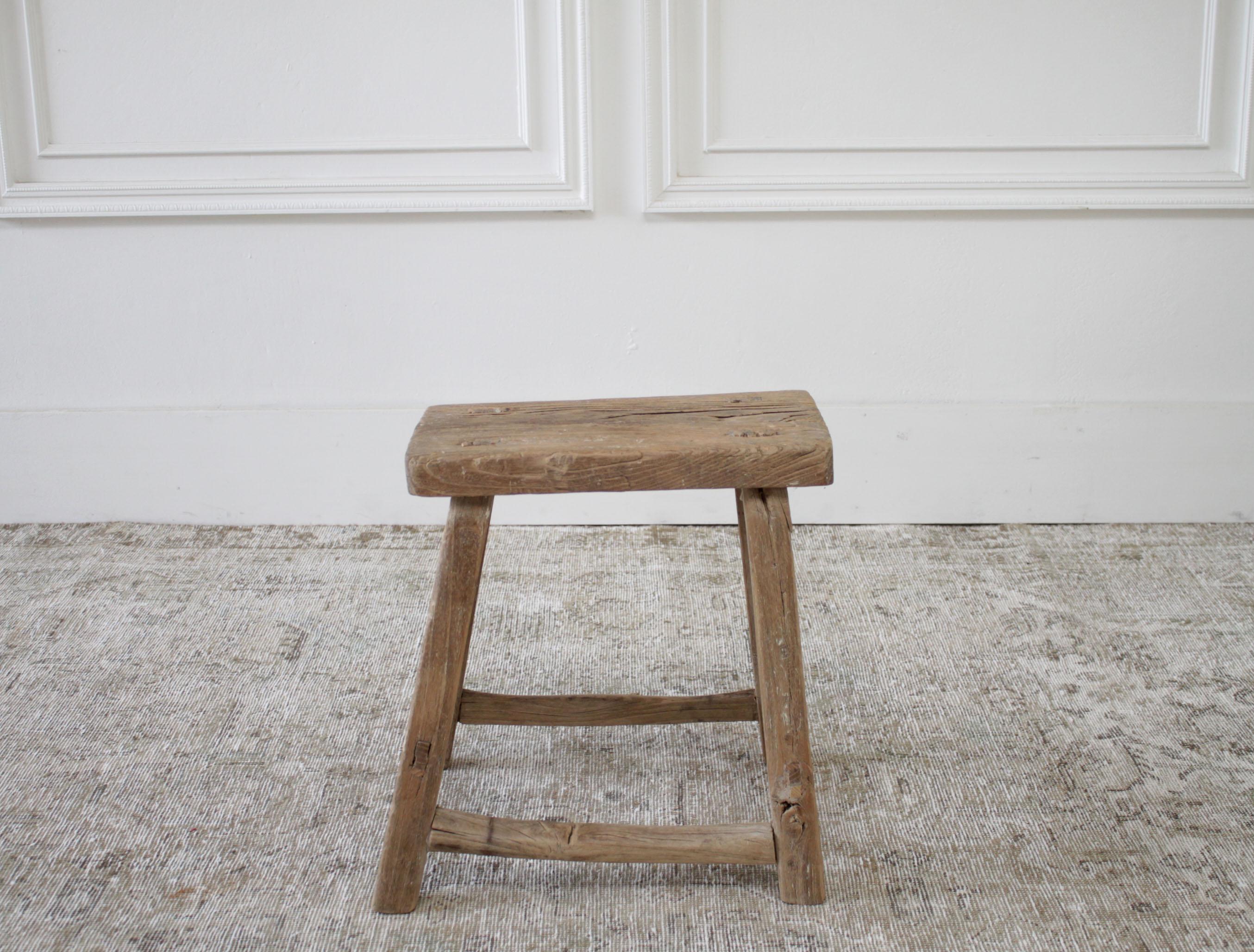 20th Century Antique Elm Wood Side Table or Stool