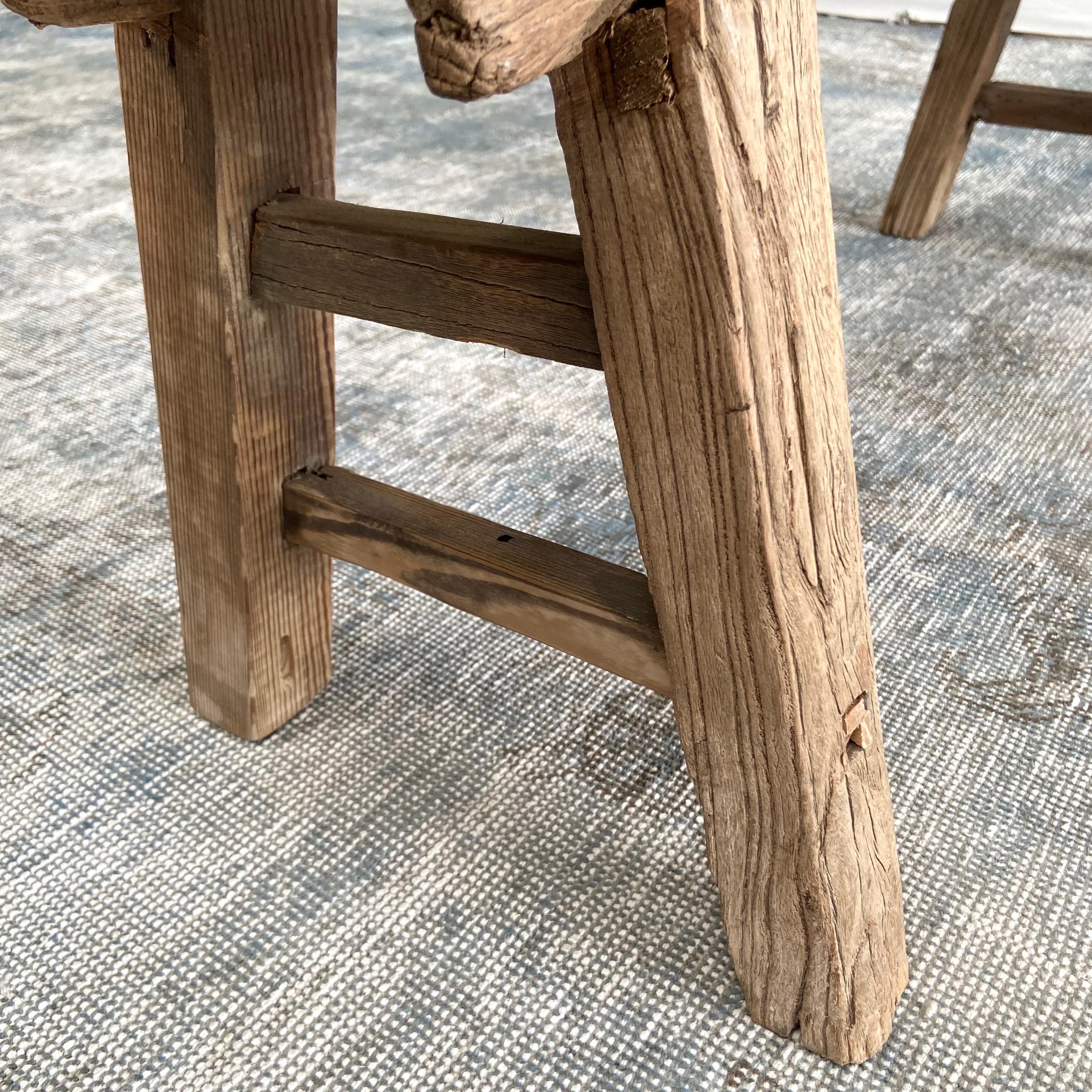 Antique Elm Wood Skinny Bench with Apron 2
