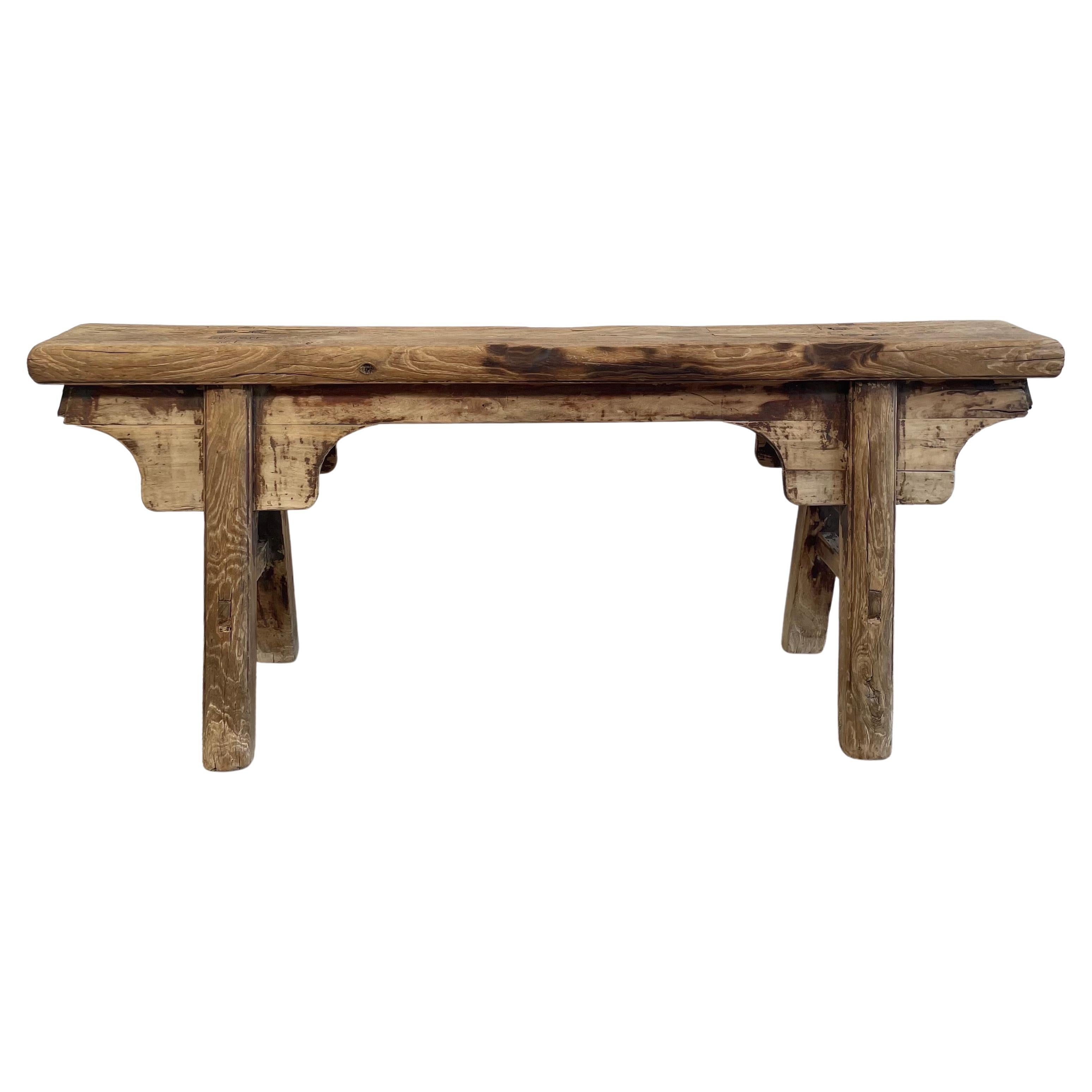 Antique Skinny Elm Bench at 1stDibs