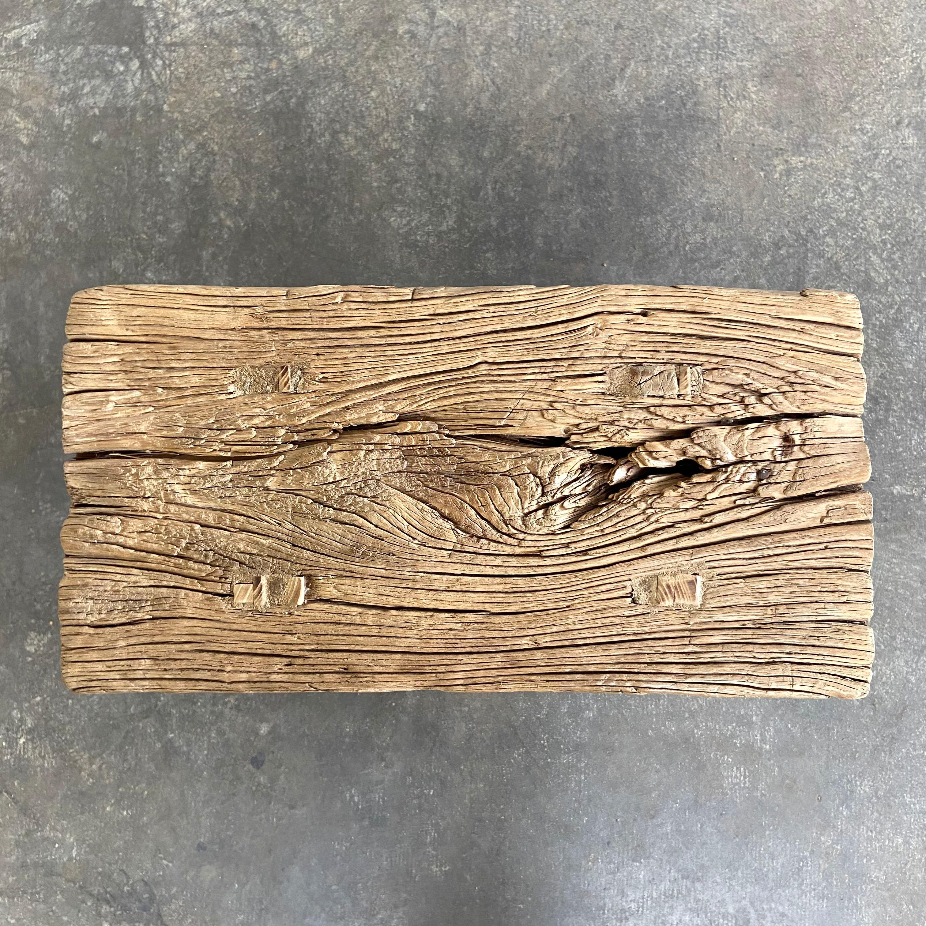 Antique Elm Wood Stool 3