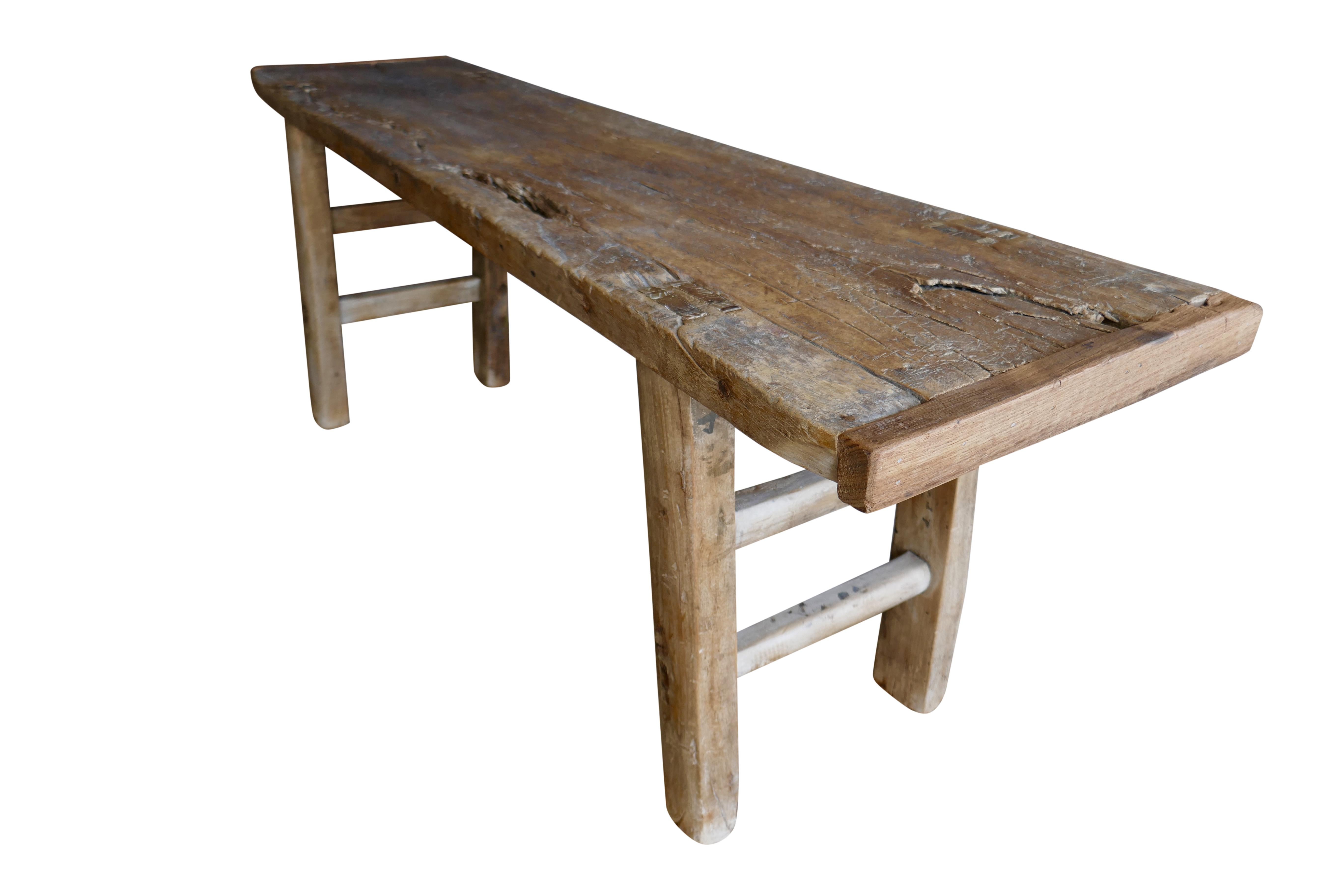 Antique Elmwood Rustic Bench/Table at 1stDibs