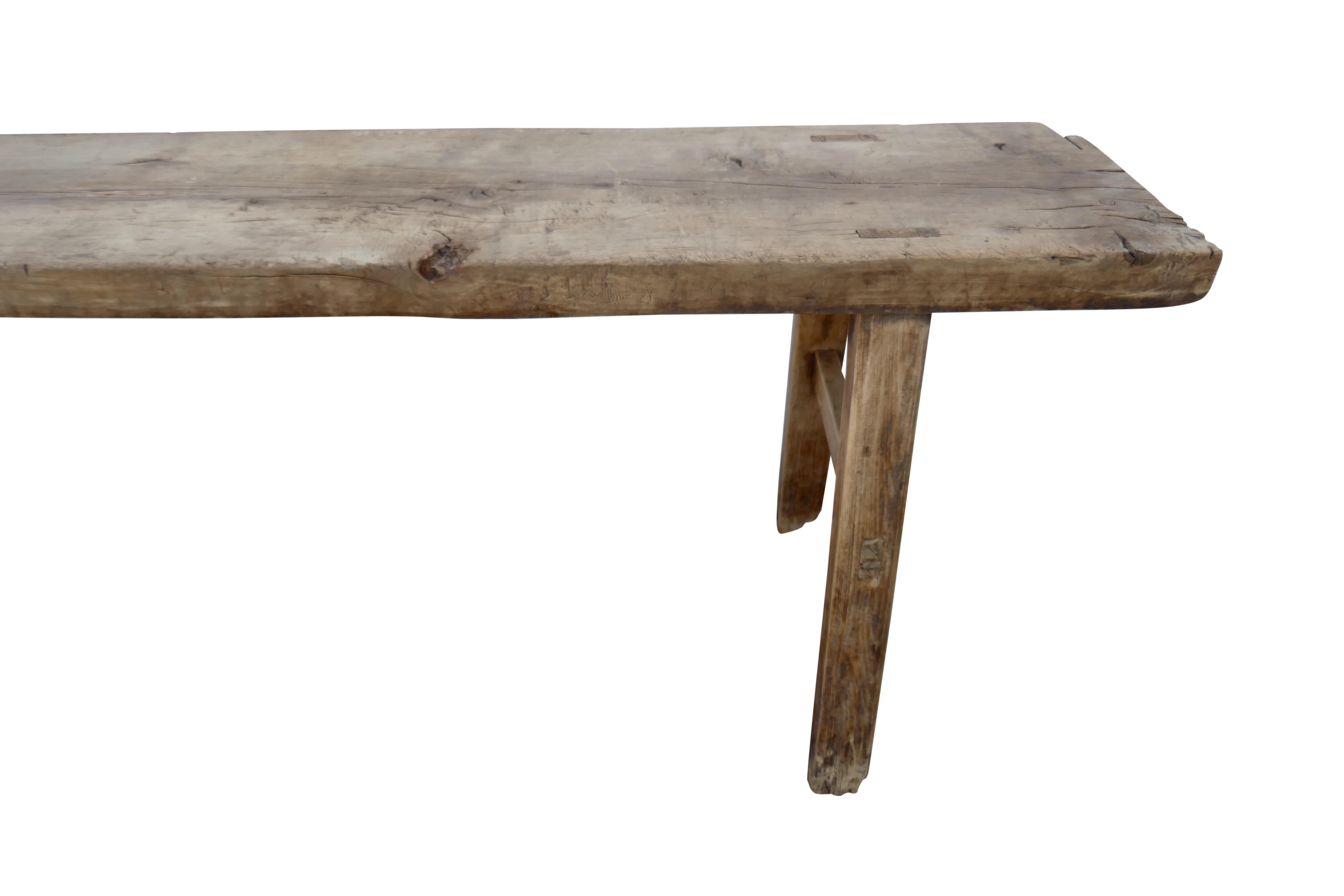 Antique Elmwood Rustic Bench/Table In Distressed Condition In thousand oaks, CA