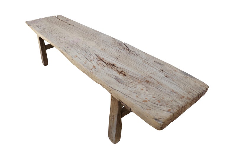 Antique Elmwood Rustic Bench/Table For Sale at 1stDibs