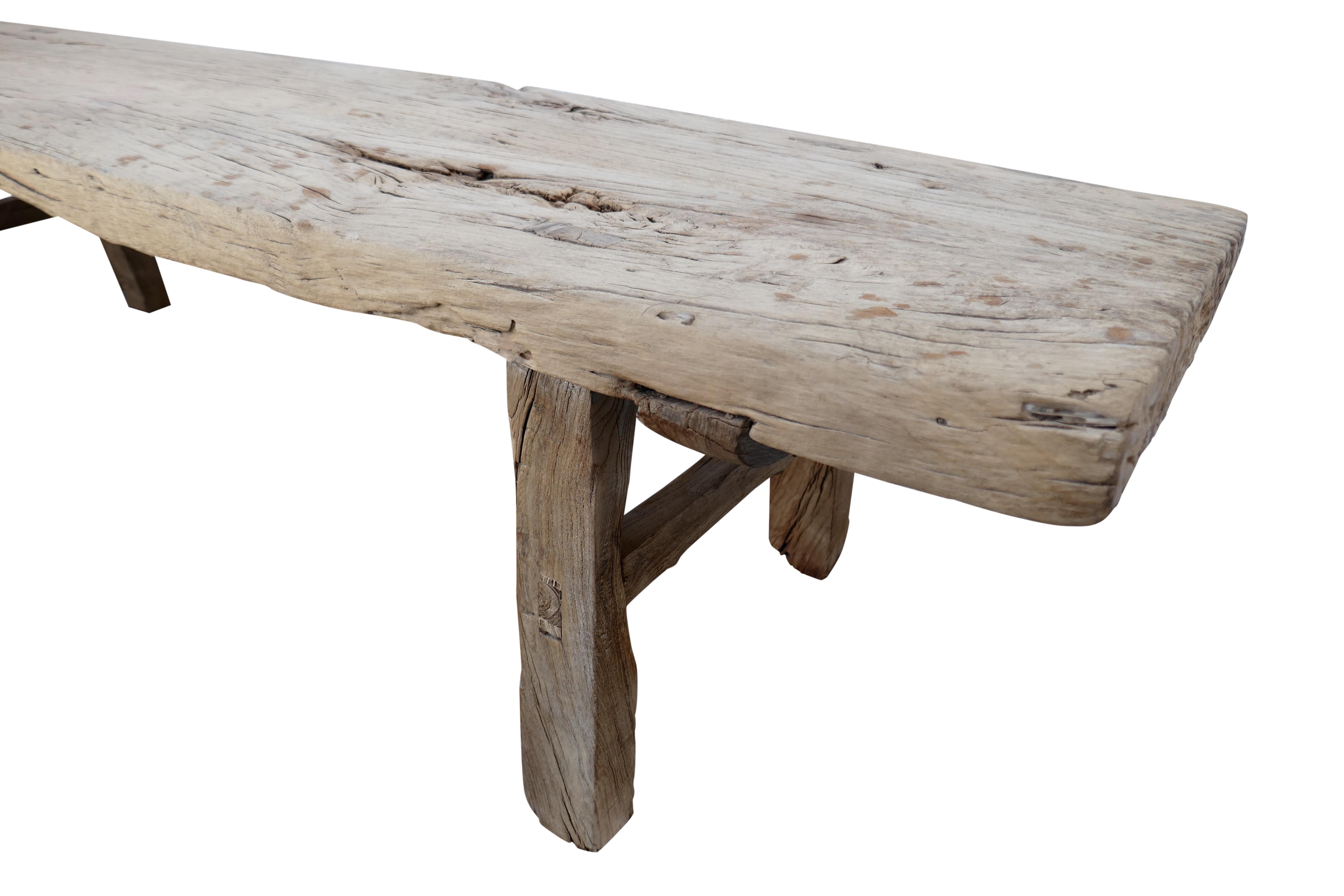 20th Century Antique Elmwood Rustic Bench/Table