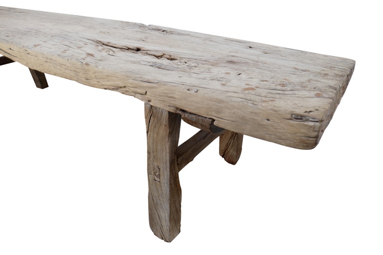 Antique Elmwood Rustic Bench/Table For Sale at 1stDibs