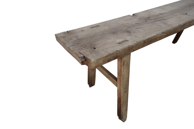 Antique Elmwood Rustic Bench/Table For Sale at 1stDibs