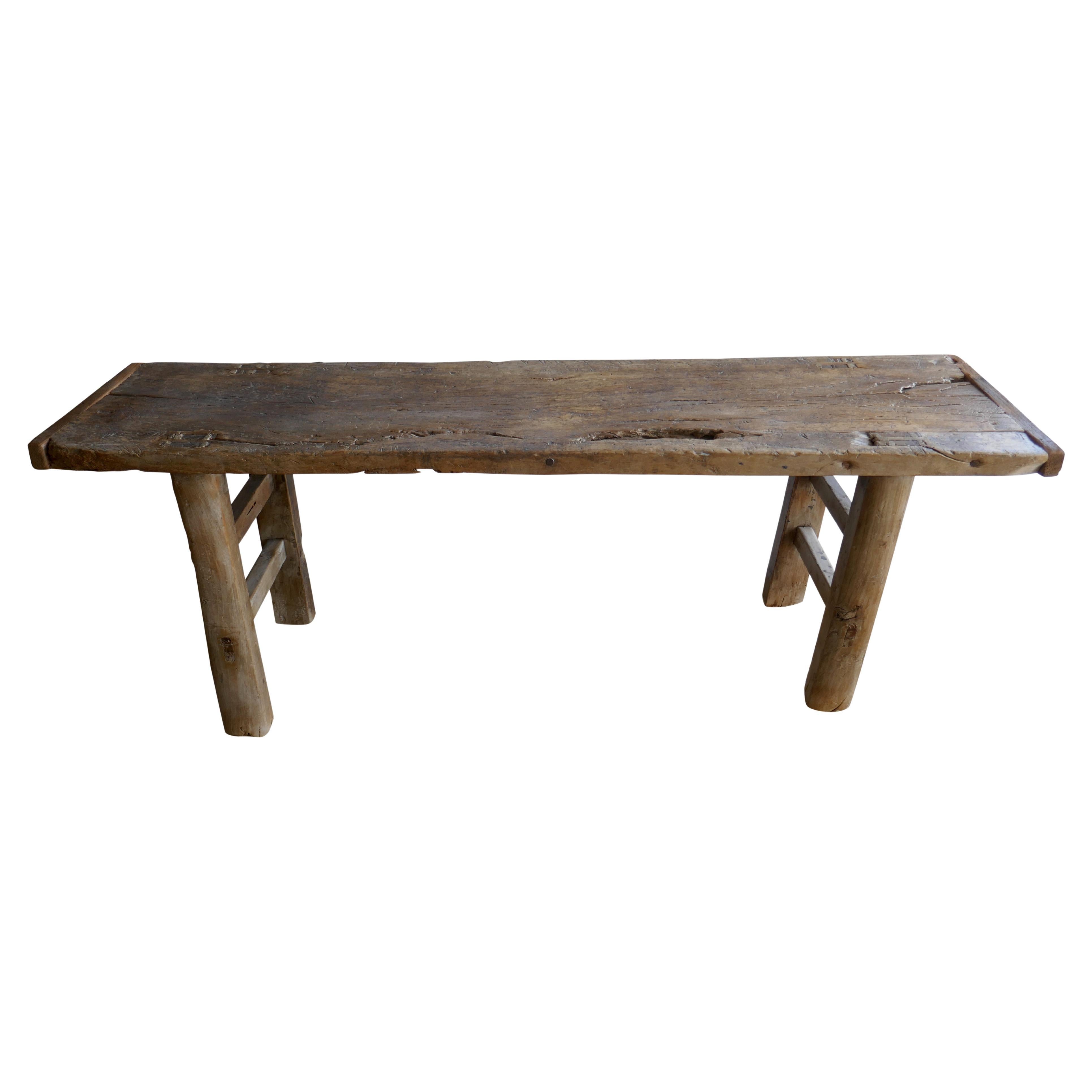 Antique Elmwood Rustic Bench/Table