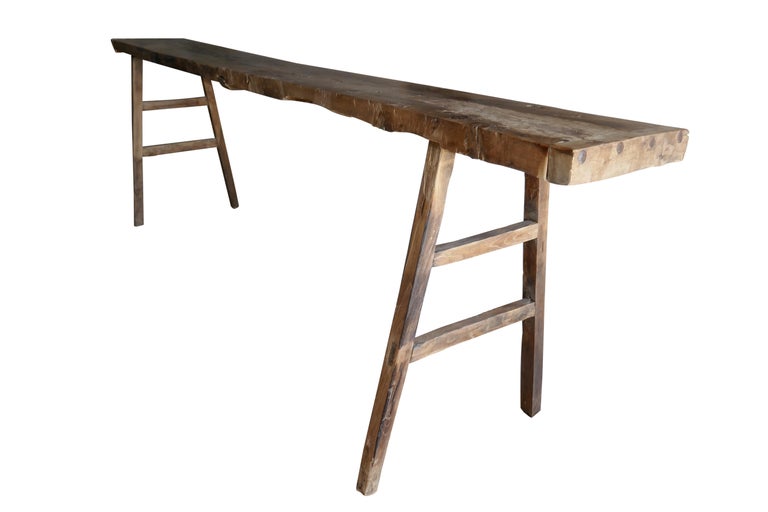 Antique Elmwood Rustic Console Table For Sale at 1stDibs