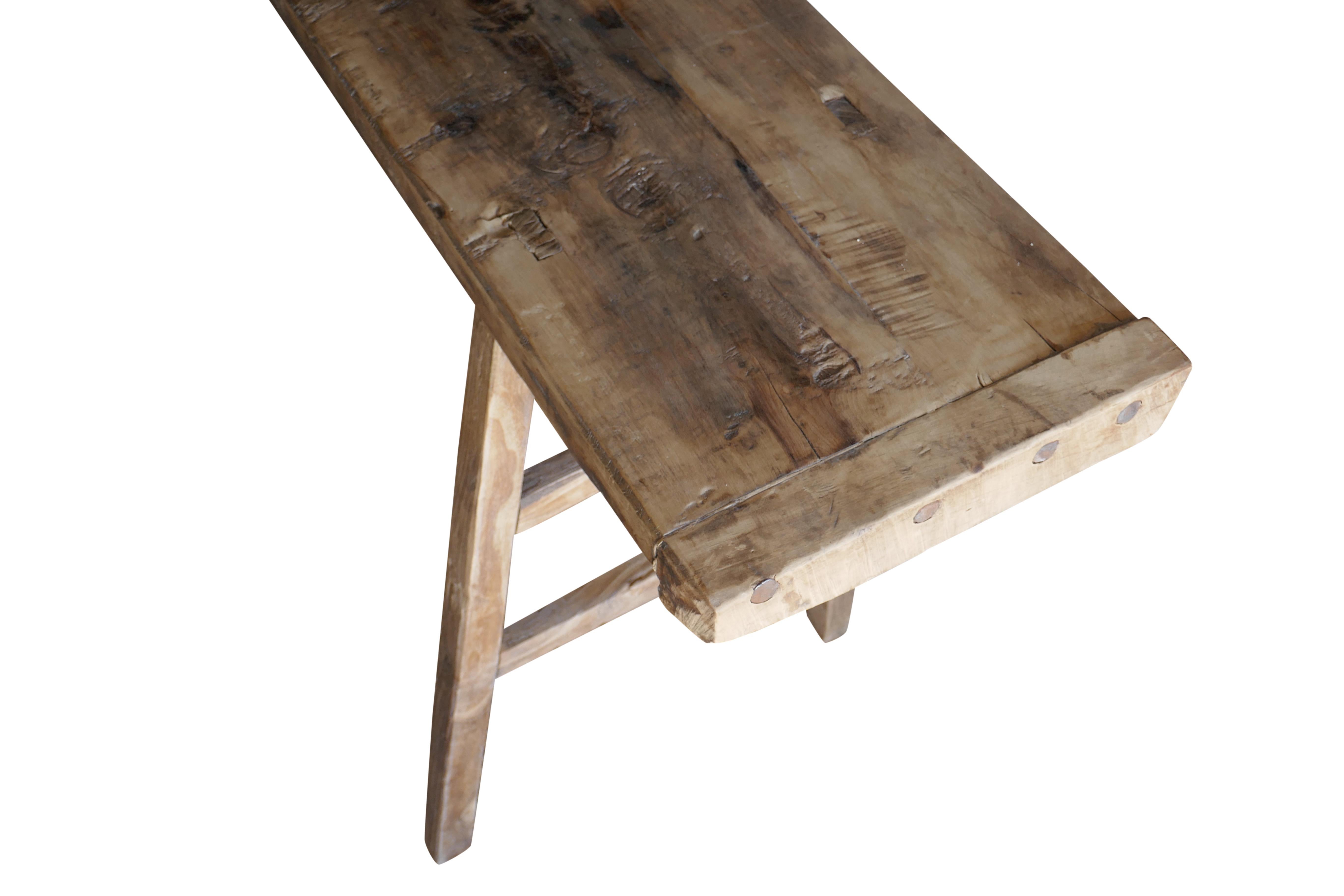 20th Century Antique Elmwood Rustic Console Table For Sale