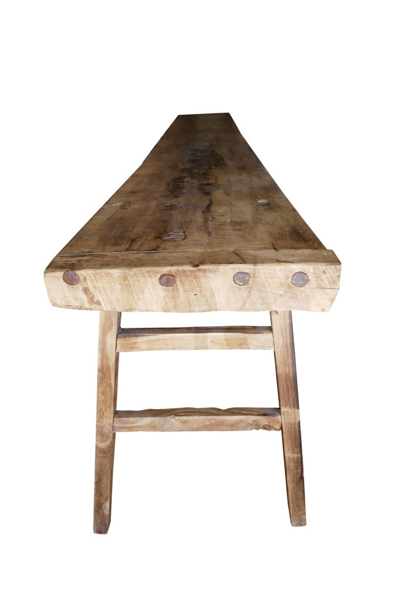 Antique Elmwood Rustic Console Table For Sale at 1stDibs