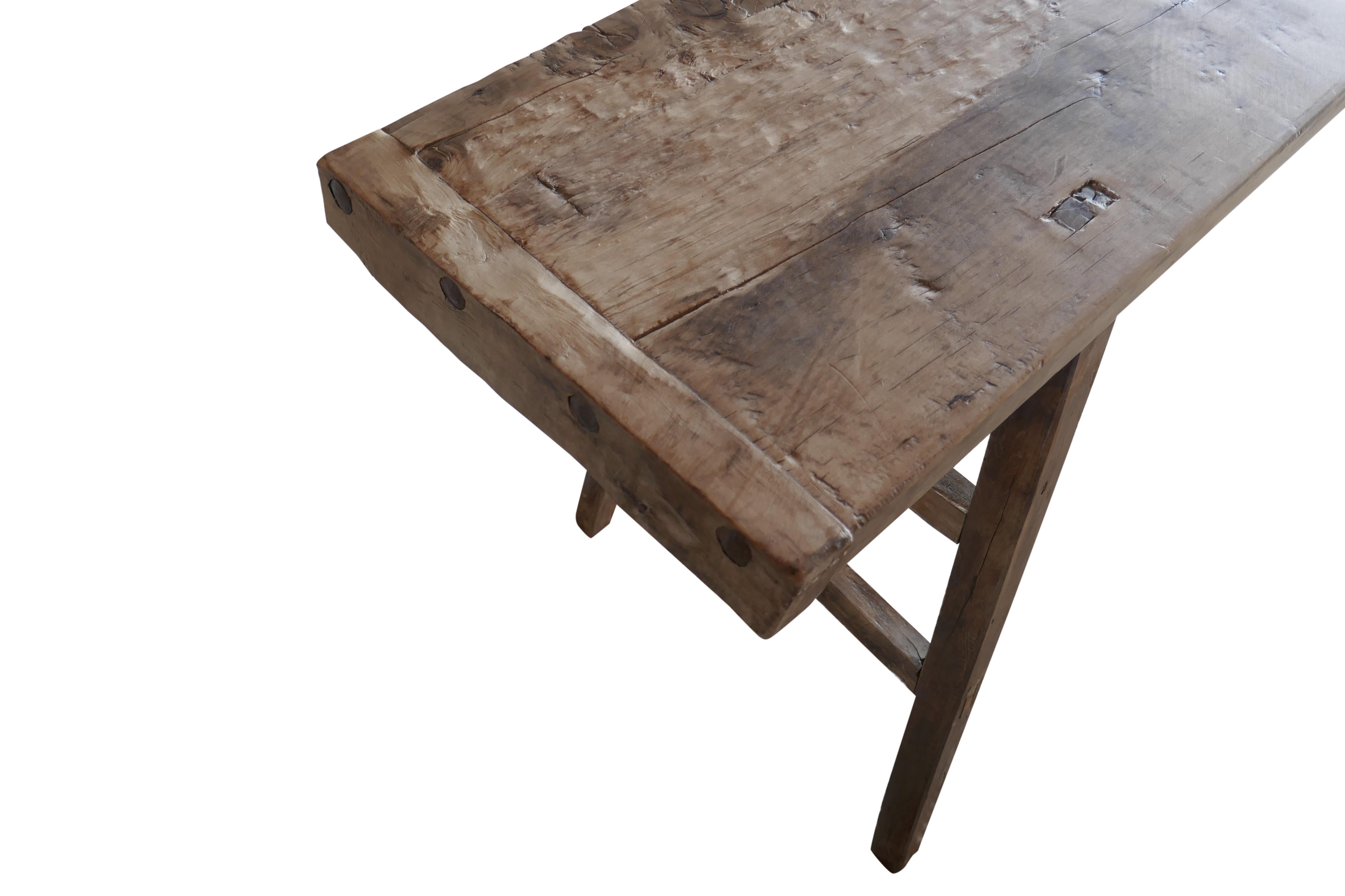 Antique Elmwood Rustic Console Table For Sale 4