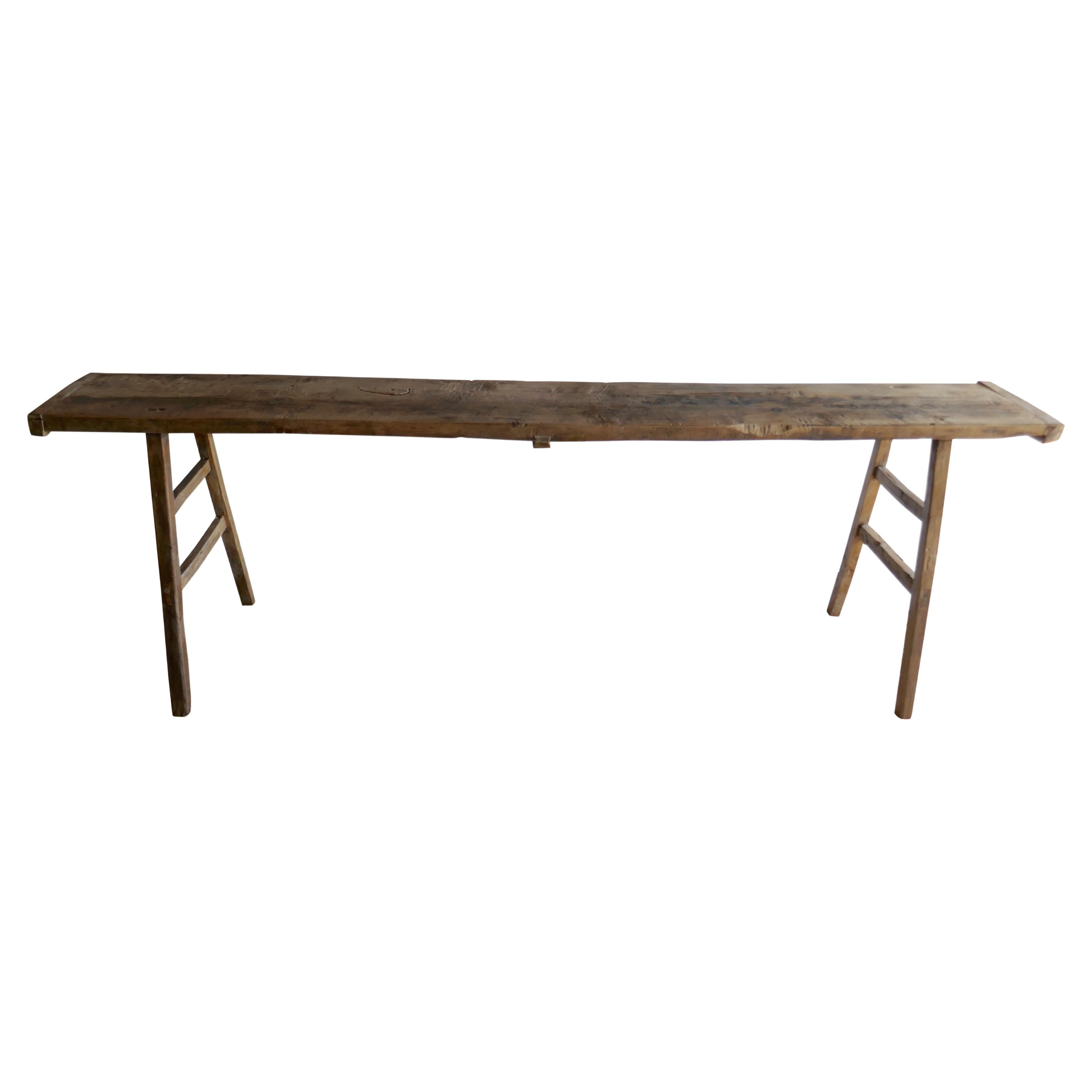 Antique Elmwood Rustic Console Table For Sale