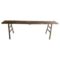 Table console rustique en bois d'orme antique, 98" de long