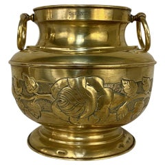 Antique Embossed Brass Jardinière
