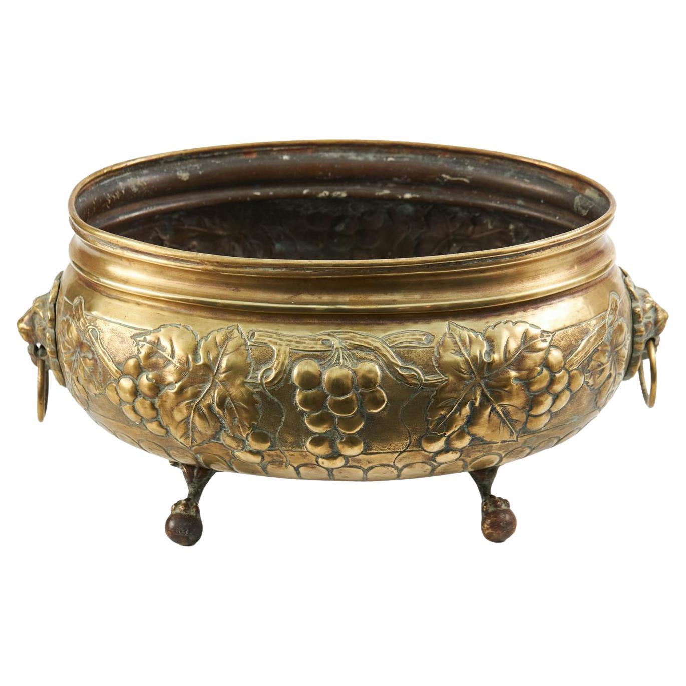 Antique Embossed Brass Planter