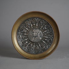 Antique Embossed Bronzed Mixed Metal Rembrandt Portrait Compote C1890