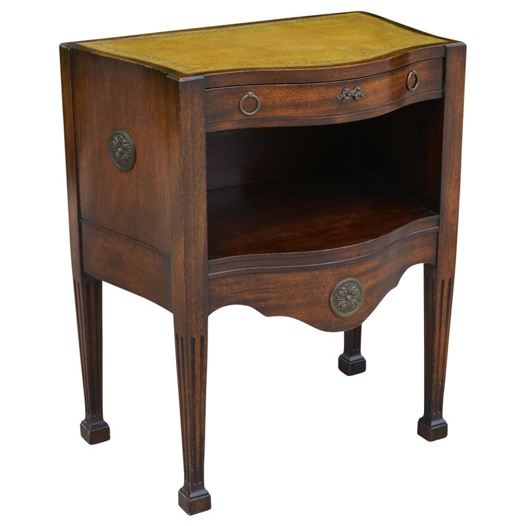 Antique Embossed Leather Top End Table at 1stDibs