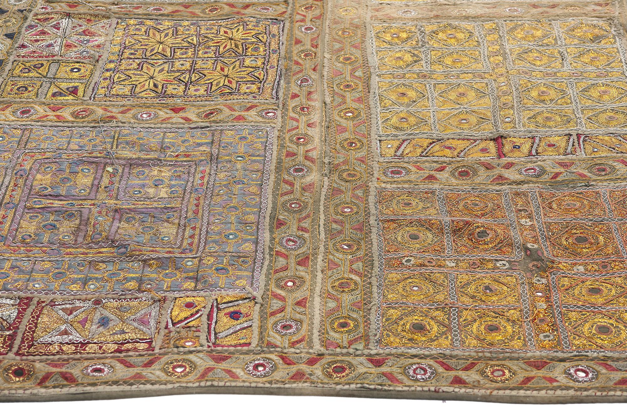 Hand-Woven Antique Embroidered Banjara Zari Indian Handwoven Silk Textile