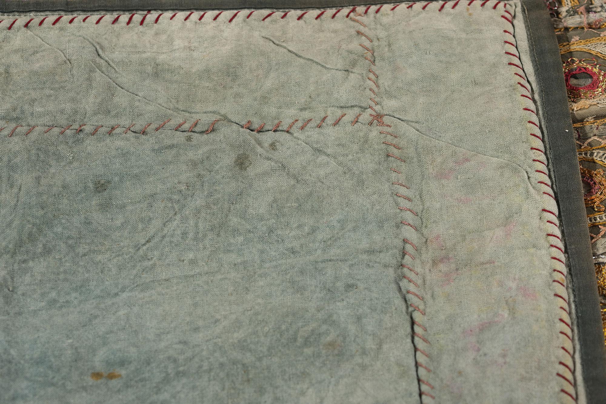 20th Century Antique Embroidered Banjara Zari Indian Handwoven Silk Textile