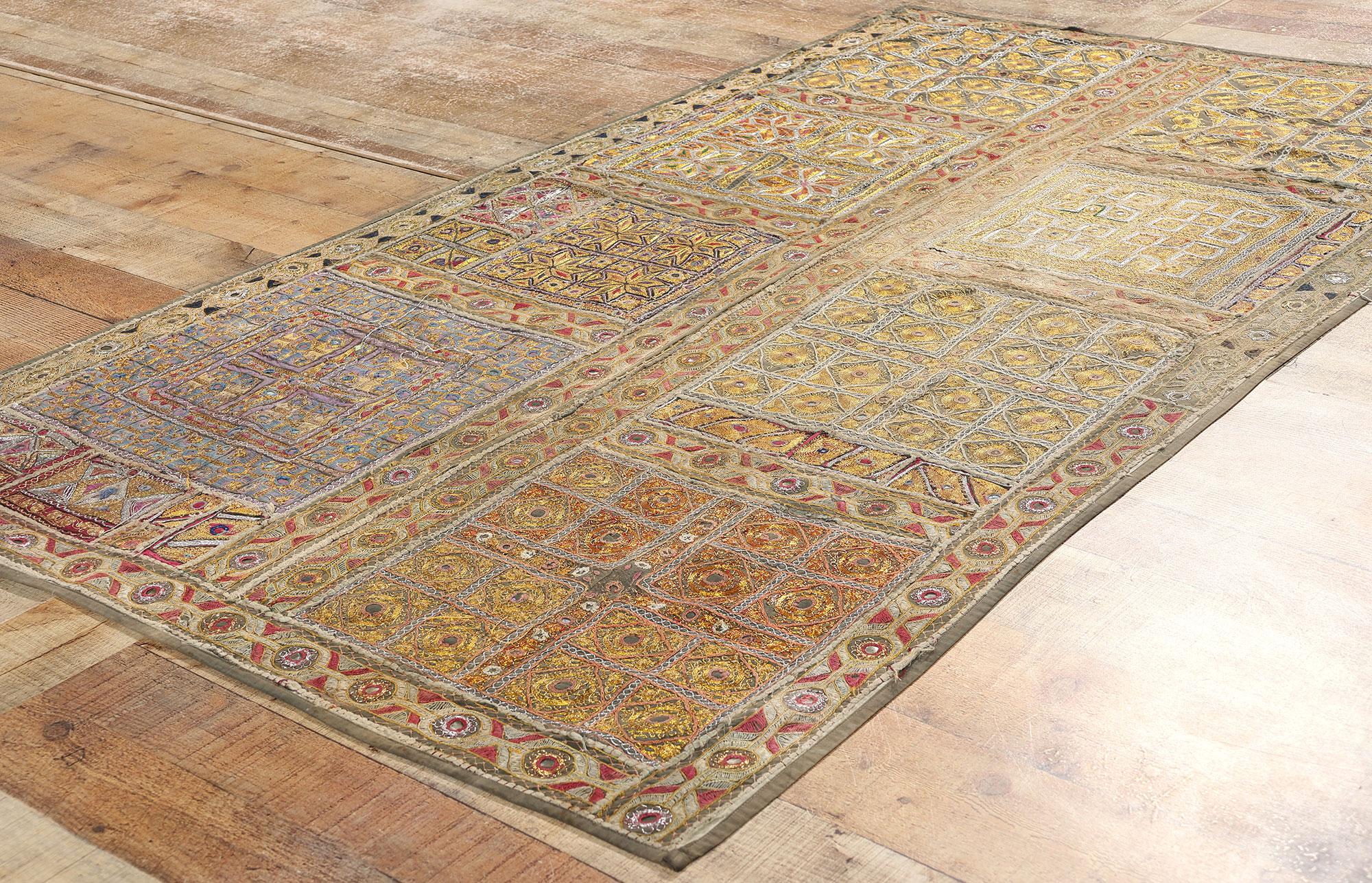 Antique Embroidered Banjara Zari Indian Handwoven Silk Textile 1