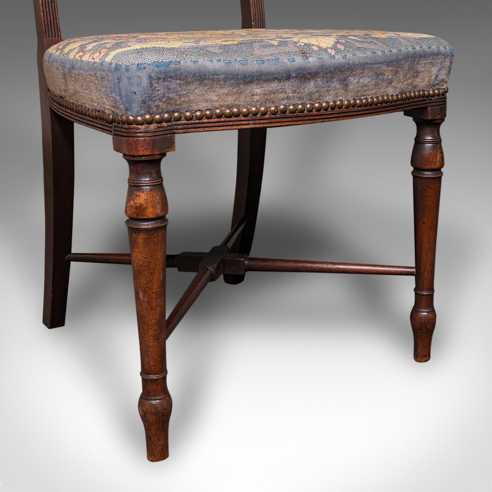 Antique Embroidered Chair, English, Walnut, Needlepoint, Bedroom, Hall, Regency For Sale 4