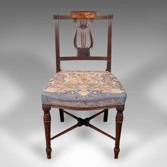Antique Embroidered Chair, English, Walnut, Needlepoint, Bedroom, Hall, Regency