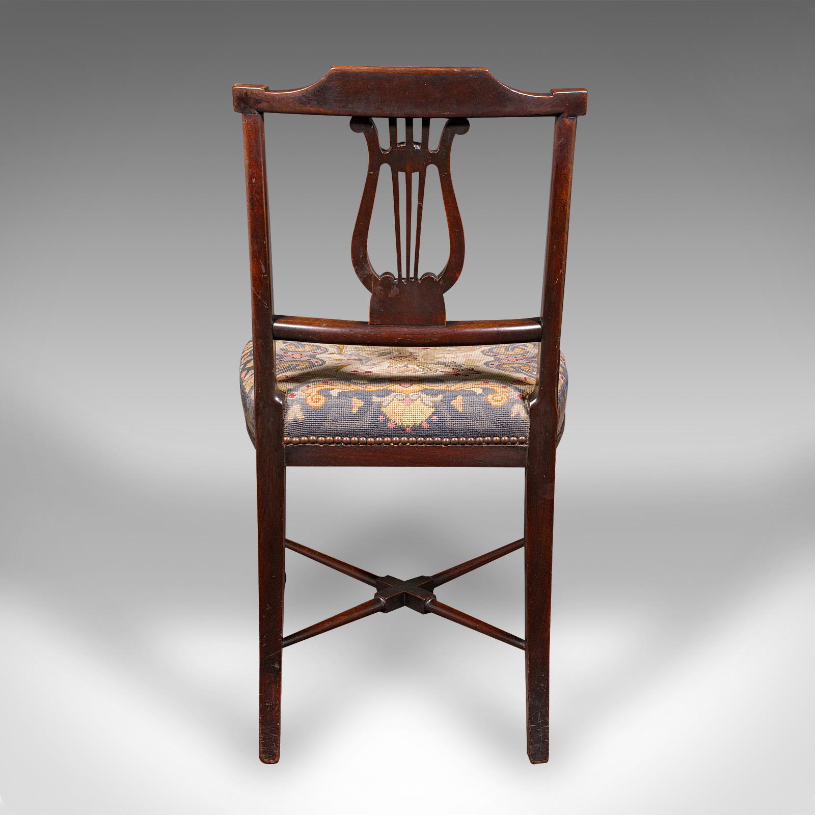 Antique Embroidered Chair, English, Walnut, Needlepoint, Bedroom, Hall, Regency In Good Condition For Sale In Hele, Devon, GB