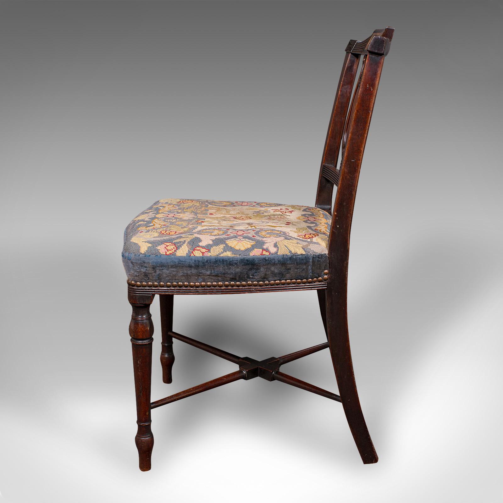 Early 19th Century Antique Embroidered Chair, English, Walnut, Needlepoint, Bedroom, Hall, Regency For Sale