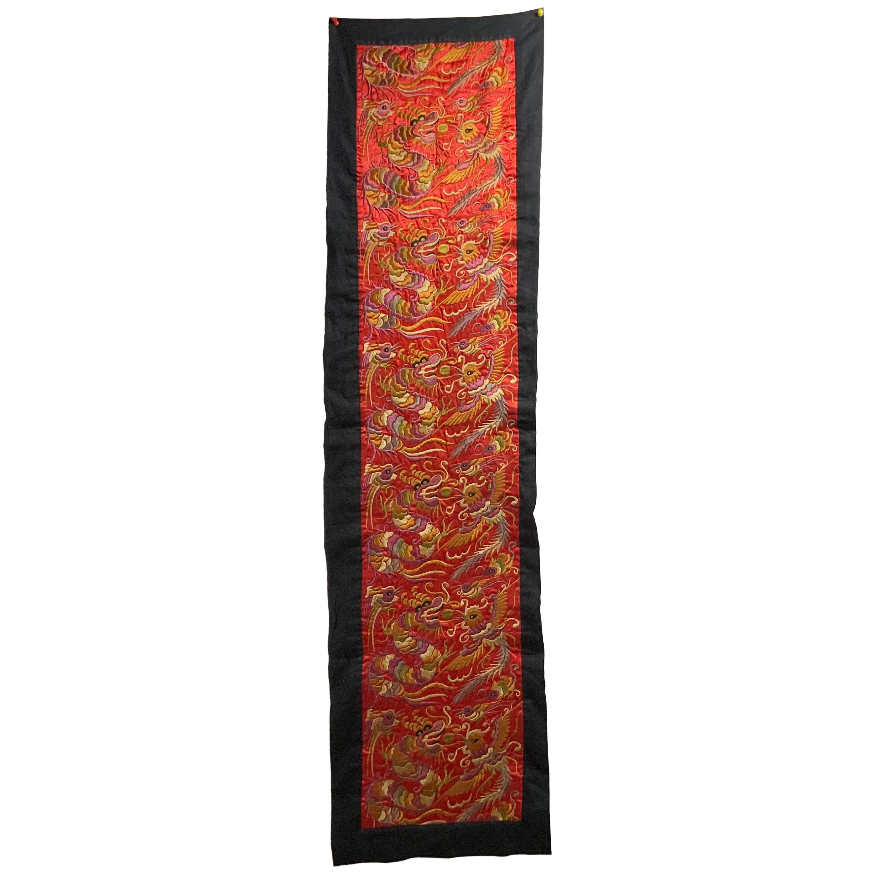 Antique Embroidered Chinese Wall Hanging