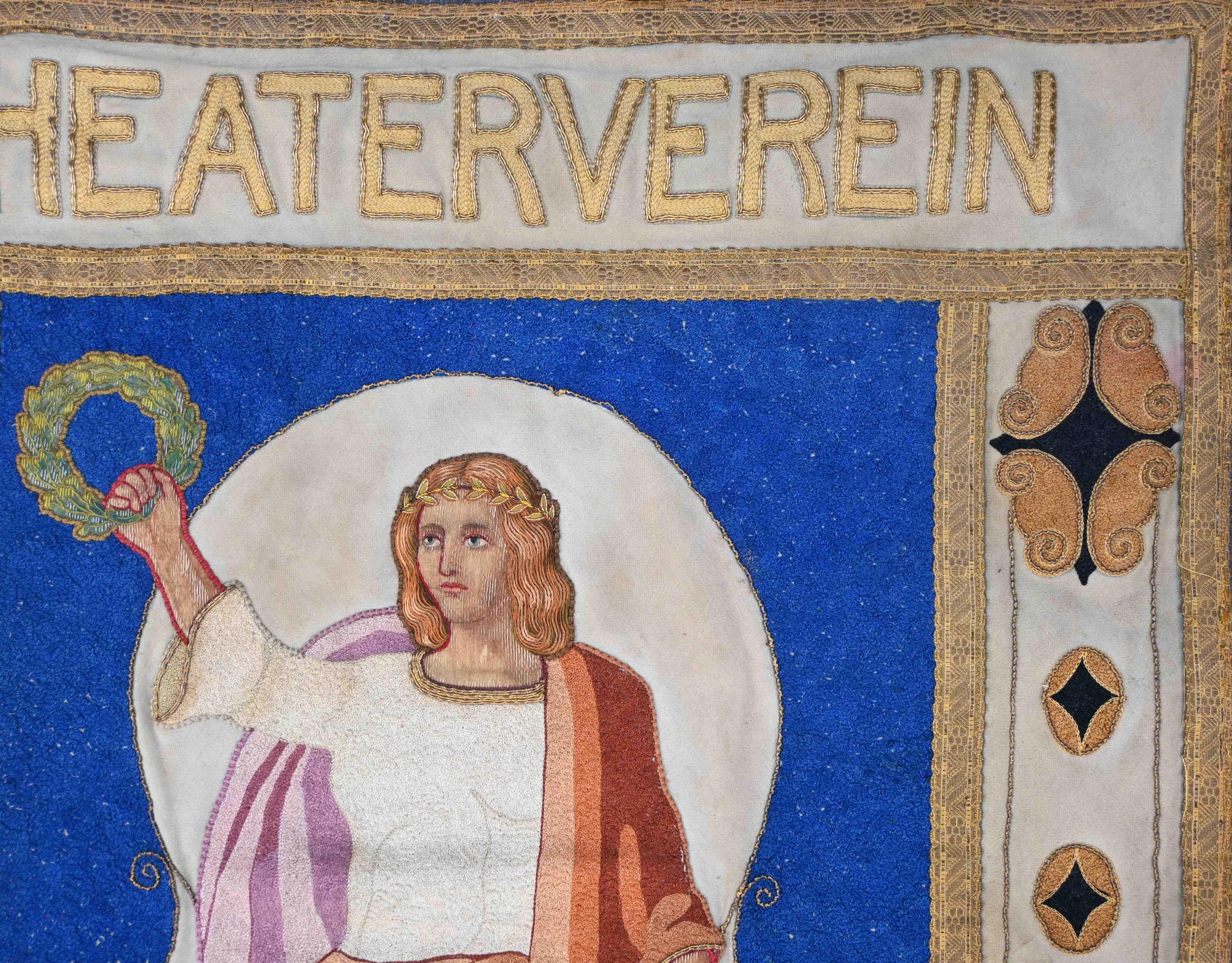 Français Drapeau brodé ancien - Theaterverein Concordia Haaren (1902) - N 1581 en vente