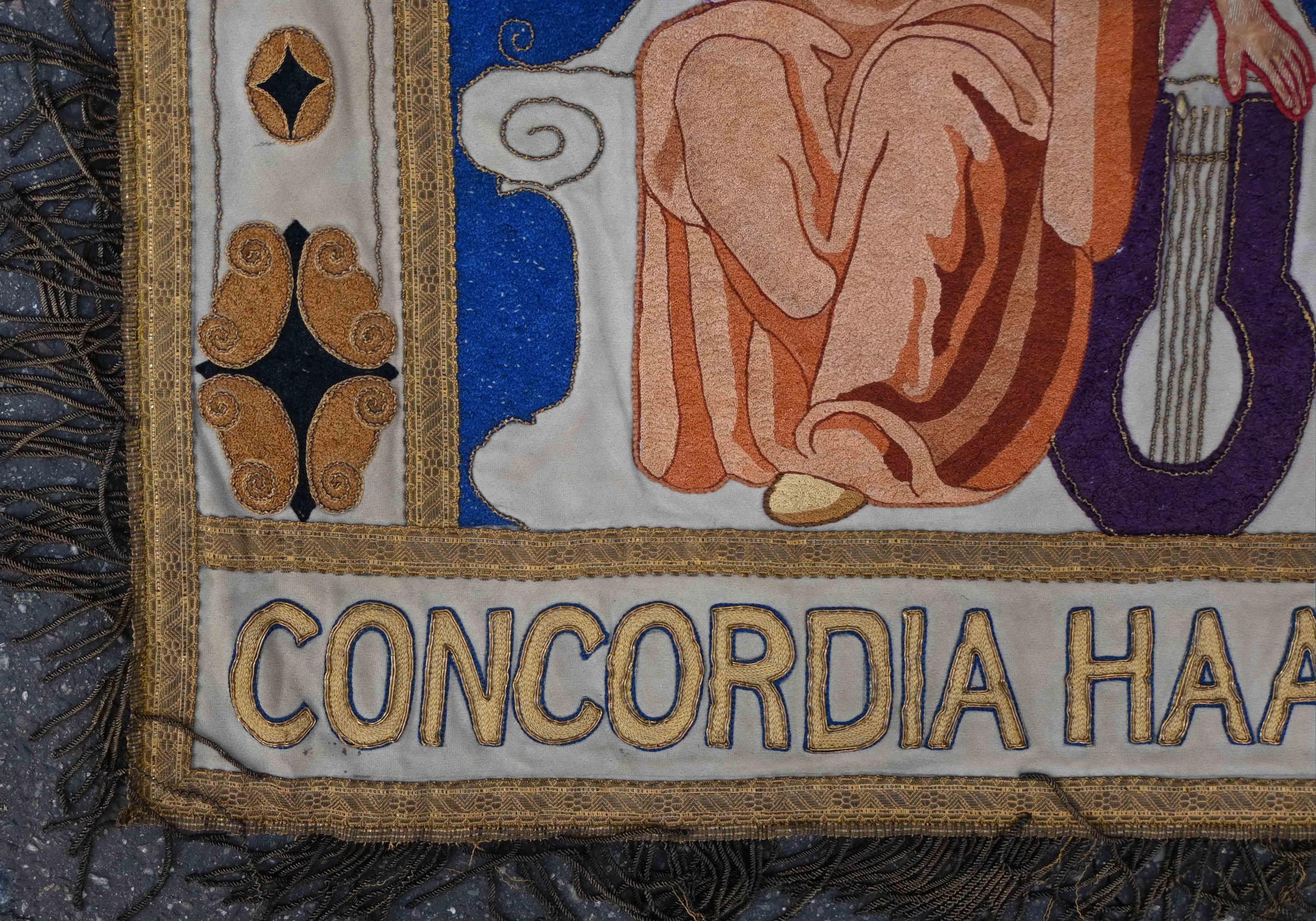 Drapeau brodé ancien - Theaterverein Concordia Haaren (1902) - N 1581 Excellent état - En vente à Paris, FR