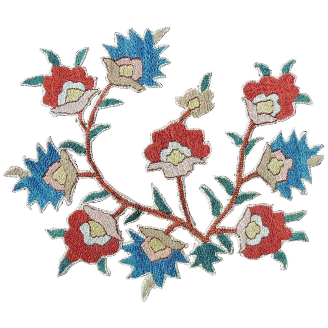 Double Sided Antique Indian Applique Pillow Red, Yellow, Black