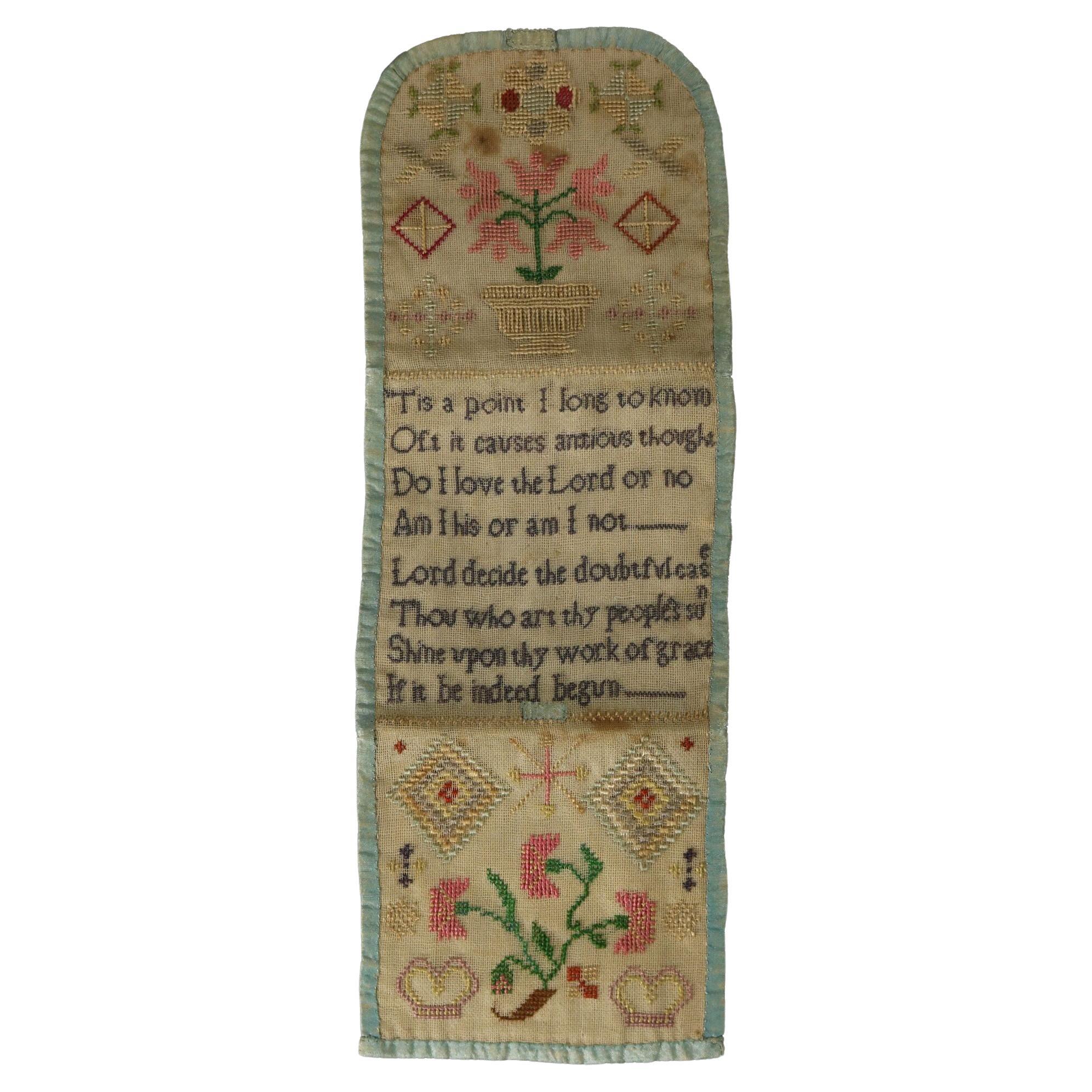 Antiker bestickter Hussif - Tragbarer Nähzeughalter im Angebot