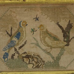 Antique Embroidered Picture of a Pair of Birds.